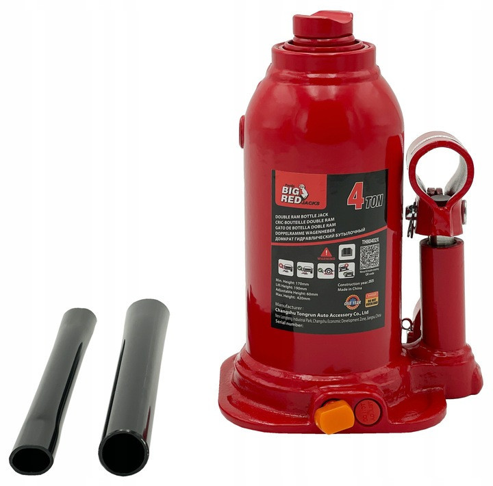 Домкрат низкий столбчатый бутылочный двухступенчатый 4 т 170–410 мм TORIN TH80402X Харків - зображення 5