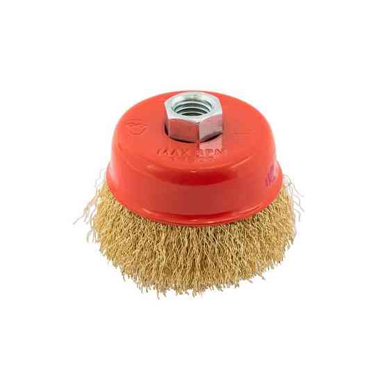 Щетка торцевая MASTERTOOL из латунированной рифленой проволоки Ø 75 мм М14 19-7107 Харьков