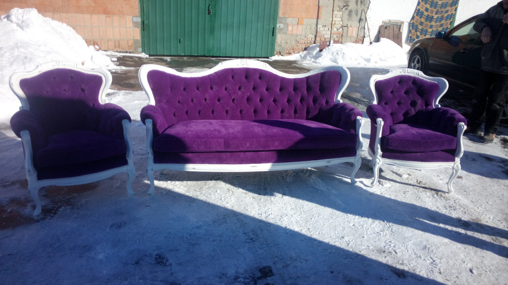 Диван и два кресла в стиле рококо и барокко б/у. 3+1+1. После реставрации. Харьков - изображение 1