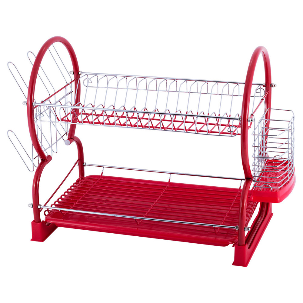 Сушилка для посуды Kamille двухъярусная 55×24,5×37см красная KM0765A Одесса - изображение 8