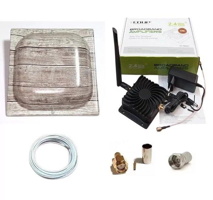 Усилитель сигнала 2,4 ГГц 8 Вт (39 дБм), оригинал EDUP EP-AB003 с антенной панельной 2х12-18 дБ (509 Дніпро - зображення 1