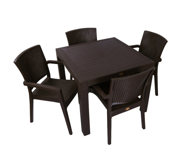 Стіл Олаф пластиковий ротанг 90*90 коричневий Дніпро - зображення 2