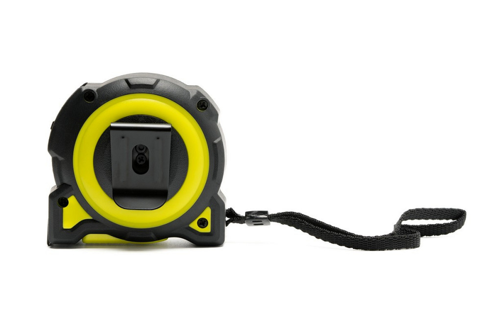 Рулетка WERTVOLL 8 м х 27 мм фиксатор полотна кнопка STOP покрытие TPR нейлоновое покрытие противоск Харків - зображення 3