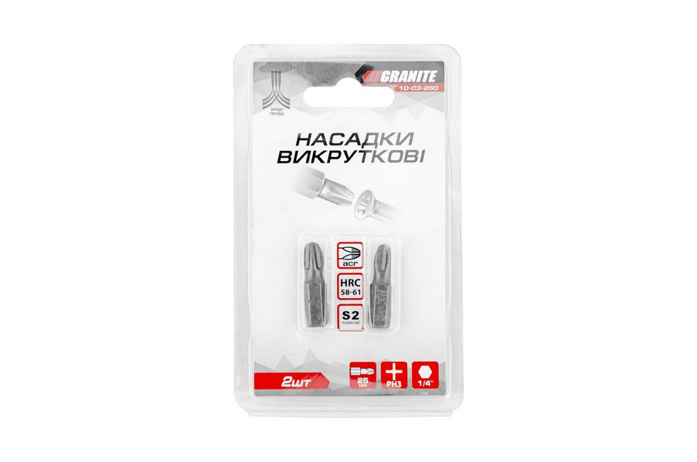 Насадка отверточная GRANITE PH3 25 мм ¼" S2 набор 2 шт 10-03-250 Харьков - изображение 4