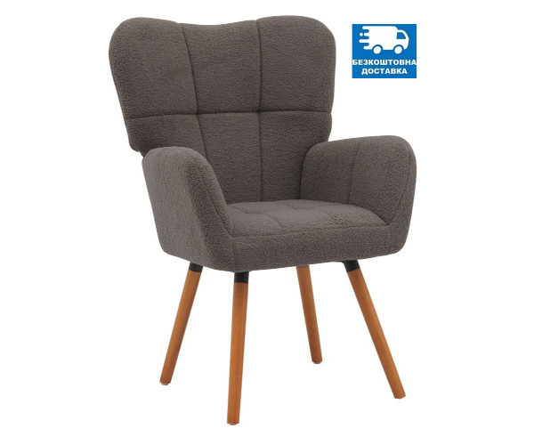 Крісло Флор тканина сіра букле тедді Днепр - изображение 1