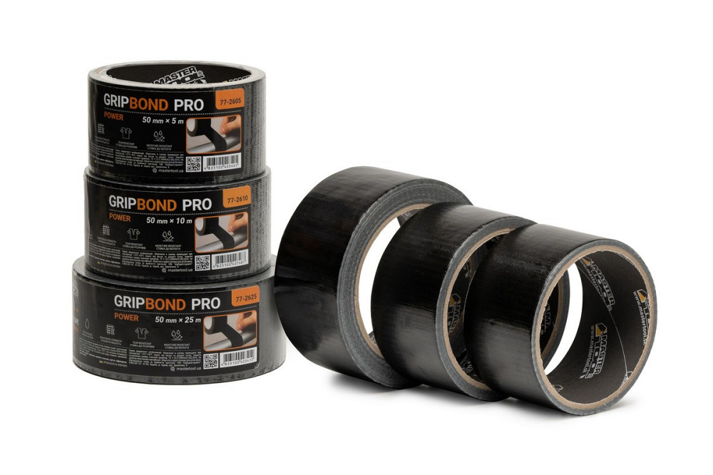 Лента армированная MASTERTOOL GripBond Pro Power t 80°C 50 мм×25 м черная 77-2625 Харьков - изображение 4
