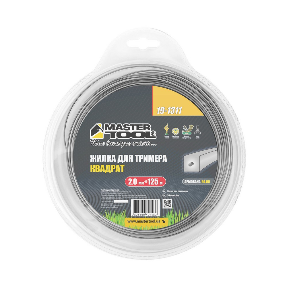 Леска для триммера MASTERTOOL КВАДРАТ АРМИРОВАННЫЙ 2,00 мм 125 м блистер 19-1311 Харків - зображення 2