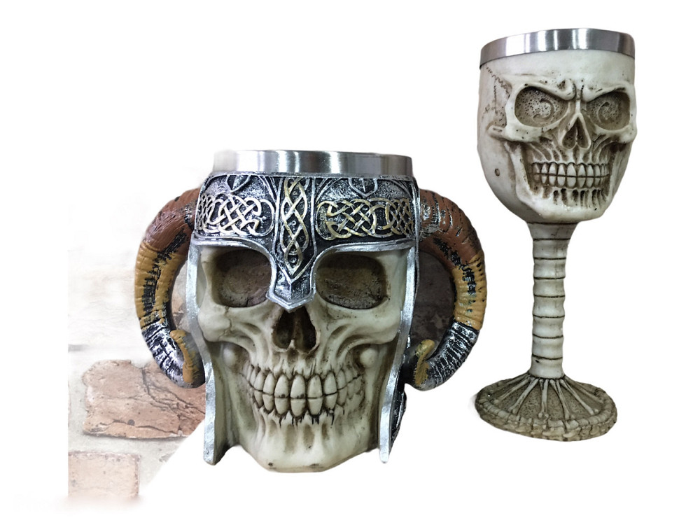 Подарочный набор Чашка Бокал 3 Череп в Трещинах Большие Подарок Київ - зображення 3