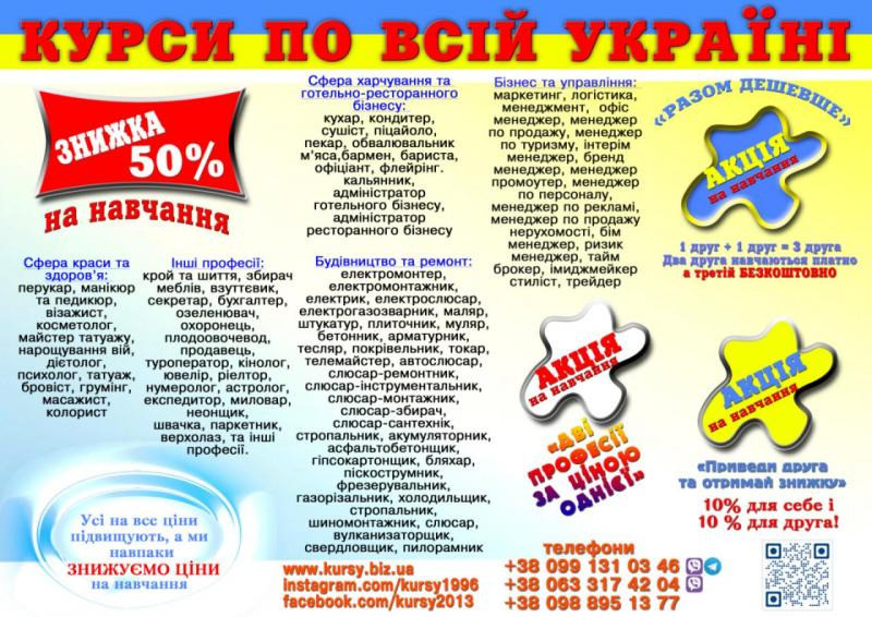 Курси бариста, продавца, кінолога, телемайстера, шугарінга, гипсокартонщика Житомир - зображення 1