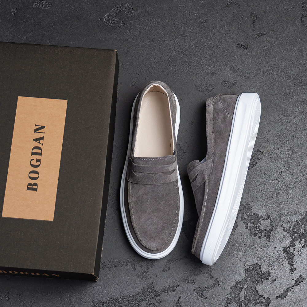 Мужские кожаные лоферы Urban Style Grey Київ - зображення 9