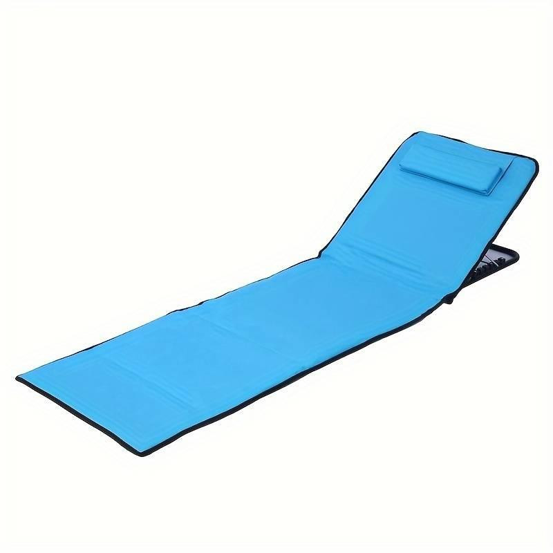 Пляжный складной мягкий шезлонг Leeseph с сумкой голубой Одеса - зображення 1