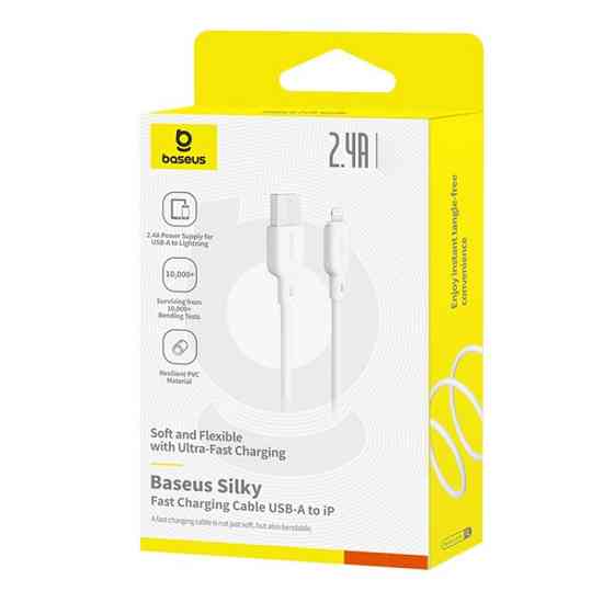 Дата кабель Baseus Silky Series OS Fast Charging USB to Lightning 2.4A (2m) (P1037770) Херсон