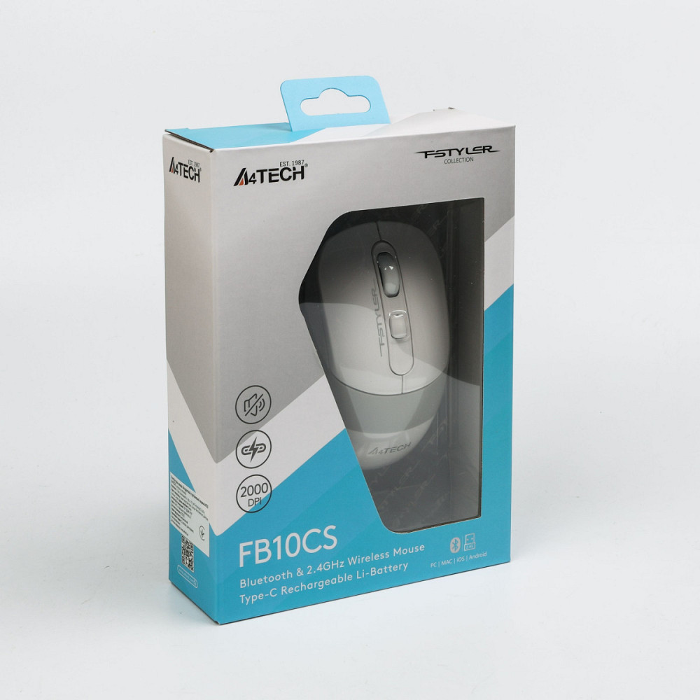 Мышь компьютерная безпроводная A4Tech Fstyler FB10CS Grayish White белая Київ - зображення 6