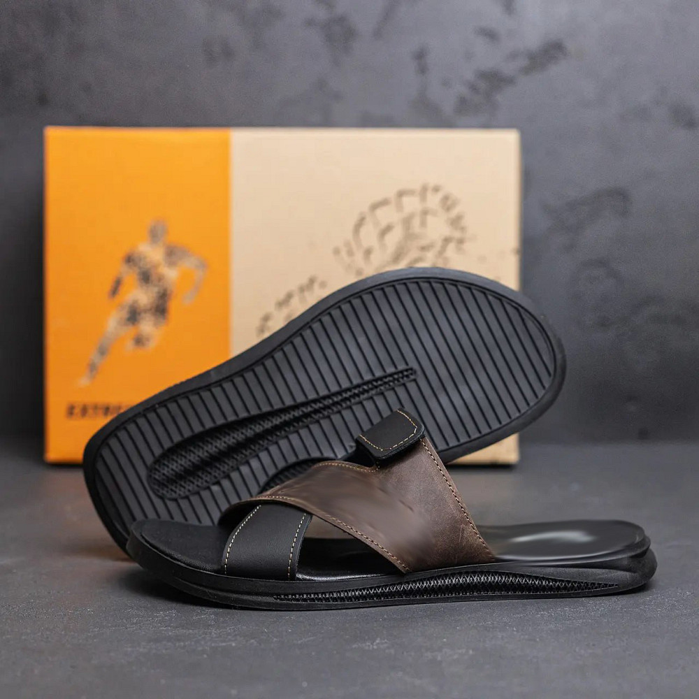 Мужские кожаные  летние шлепанцы-сланцы Київ - зображення 8