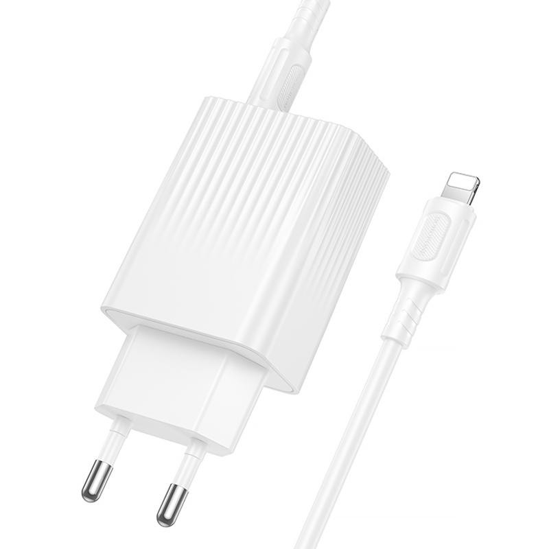 СЗУ Borofone BAS76A Source PD30W+QC3.0 (1USB-A/1C) + кабель Type-C to Lightning Херсон - зображення 4