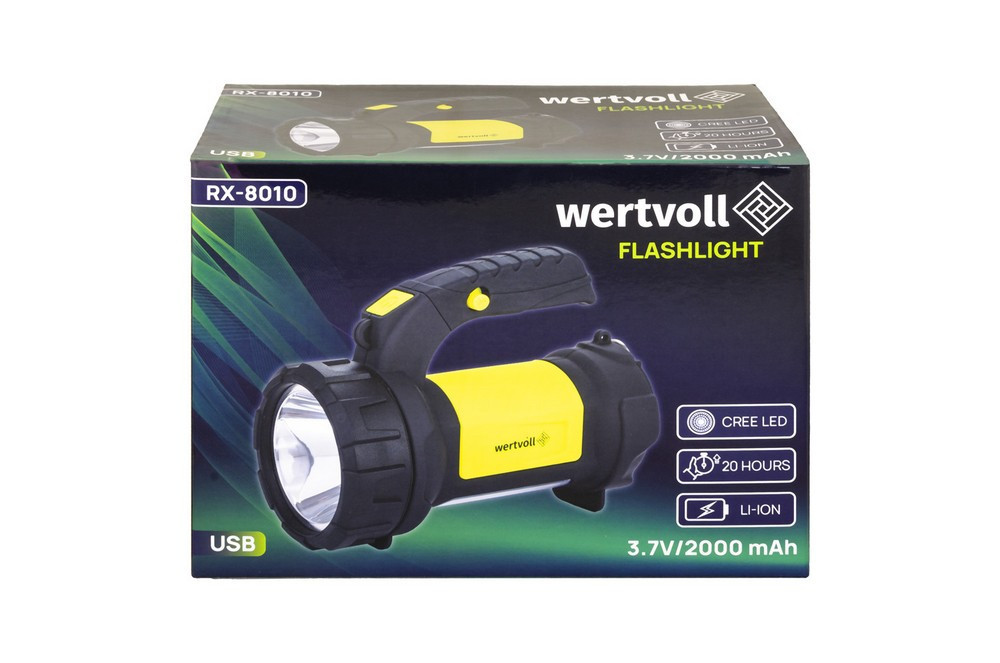 Фонарь WERTVOLL 2в1 с ручкой 360° 4 режима CREELED/COBLED IP44 Li-ion 2000 mAh/t 7000 K/200 lum ABS  Харьков - изображение 10