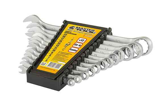 Ключи комбинированные MASTERTOOL набор 12 шт (6-14, 17, 19, 22 мм) CrV SATIN FINISH DIN3113 71-2112 Харьков