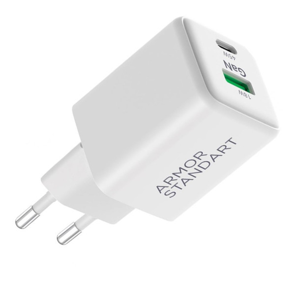 Мережевий зарядний пристрій ArmorStandart AR372 45W GaN Type-C + USB White (ARM77550) (Код товару:38 Харків - зображення 2