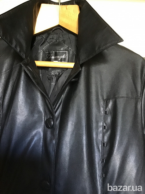 Пальто плащ женское кож.зам. черное новое разм 48-52 Киев - изображение 4