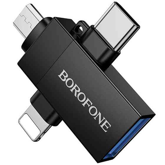 Переходник Borofone BV26D 3in1 Lightning male/Type-C male/Micro male to USB2.0 female Херсон
