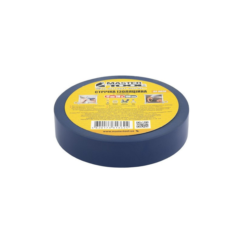 Лента изоляционная MASTERTOOL PVC 17 мм×20 м 10 шт синяя 44-9020 Харків - зображення 3