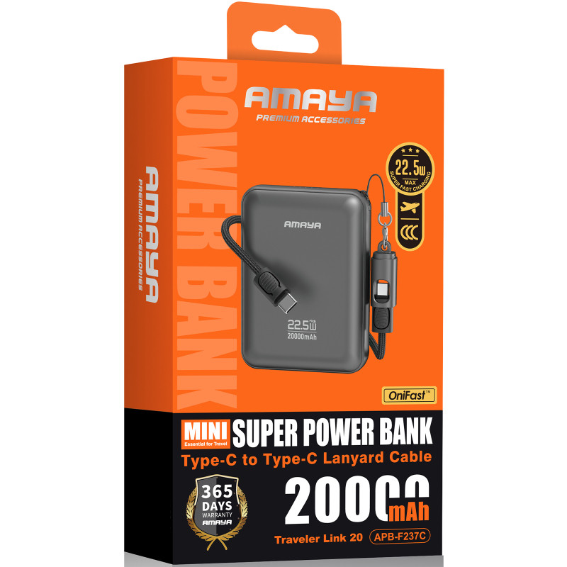 Портативное ЗУ Power Bank Amaya F237C PD22.5W with cable 20000 mAh Херсон - изображение 2
