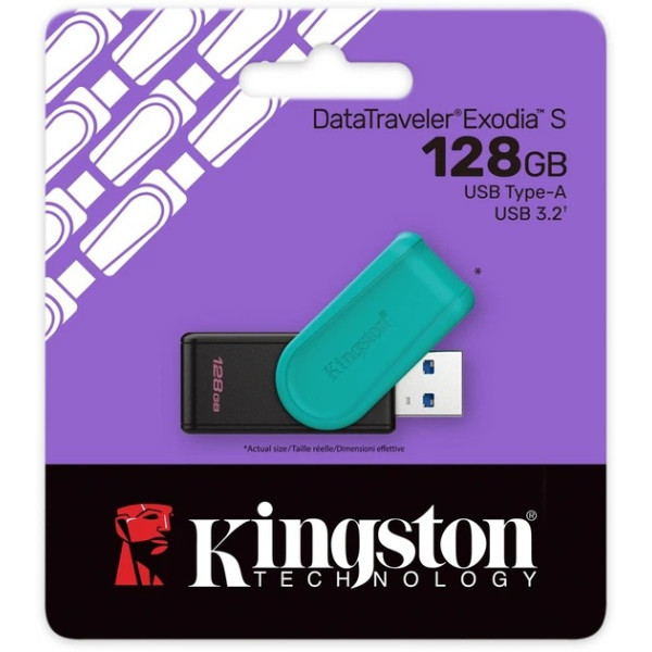 Флеш пам'ять Kingston DataTraveler Exodia S 128GB USB 3.2 Black/Turquoise (DTXS/128GB) (Код товару:4 Харків - зображення 3