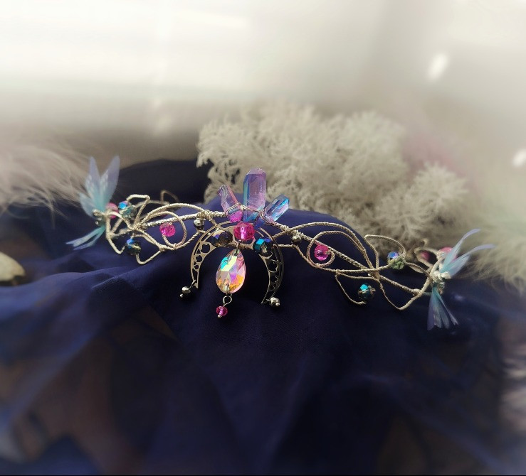 Легенда діадема тіара обруч оберіг на чоло фентезі казкова прикраса кварц місяць Луцк - изображение 3