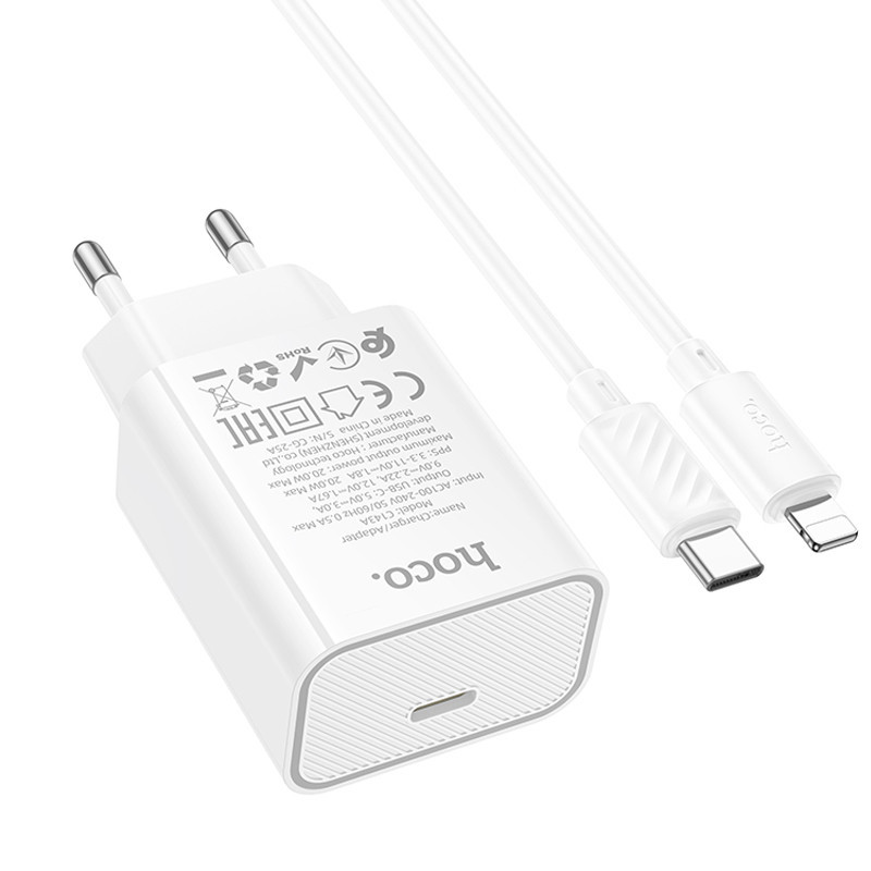 СЗУ Hoco C143A Benefit PD20W (1USB-C) + кабель Type-C to Lightning Херсон - зображення 3