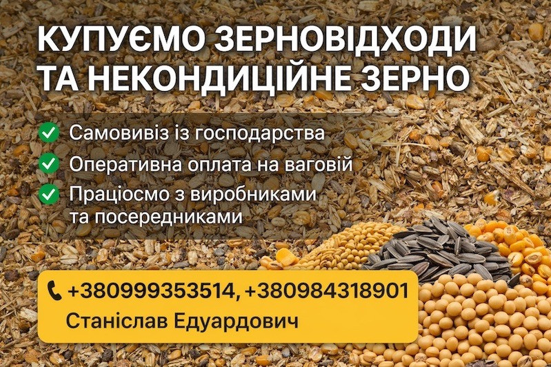 Закупівля некондиційного зерна і відходів зернових, олійних, бобових культур Дніпро - зображення 1