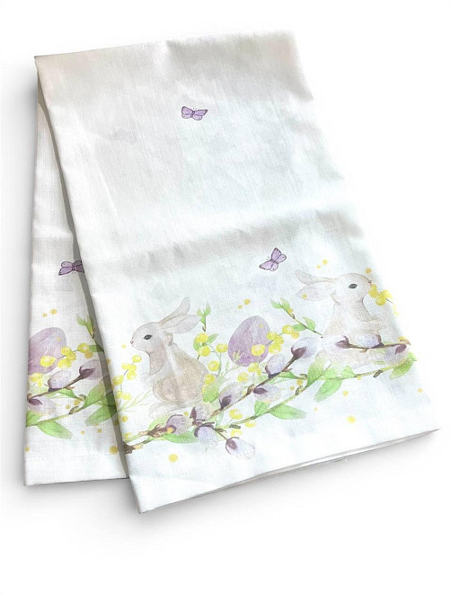 Скатерть натуральная с Пасхальными Кроликами 125×150 см, разноцветная Одеса - зображення 6