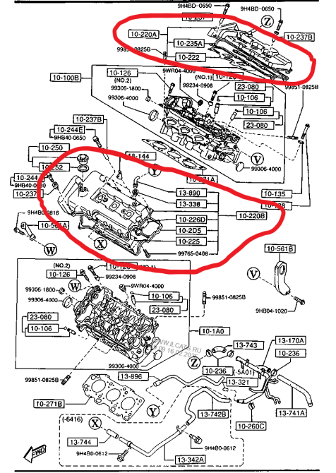 KL01-R, KL01-L, Кришка гбц Mazda Кседокс 2.0, V6, дв. KF, KL оригінал Винница - изображение 6