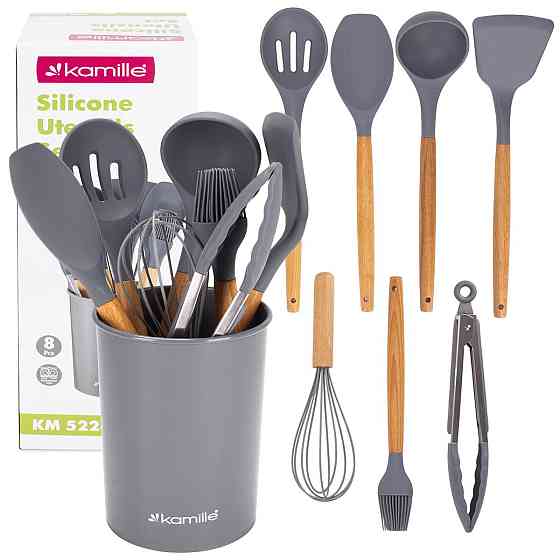 Набор силиконовых кухонных принадлежностей Kamille 8 предметов серый Одеса
