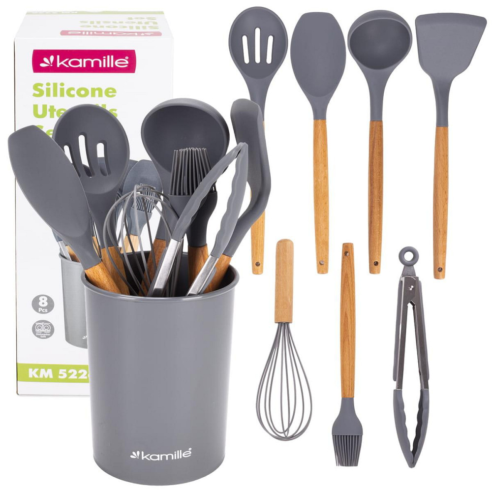 Набор силиконовых кухонных принадлежностей Kamille 8 предметов серый Одеса - зображення 5
