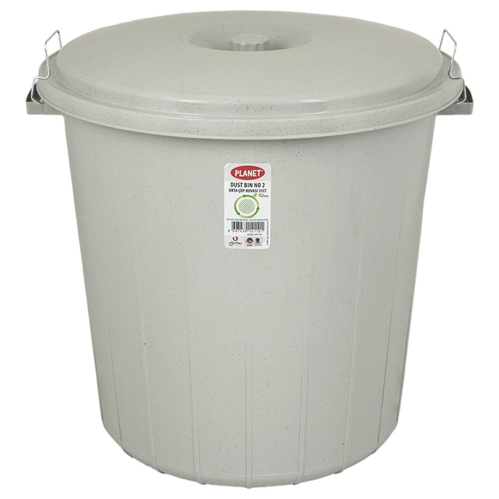 Бак для мусора 35 л с защелками серый Planet Київ - зображення 1