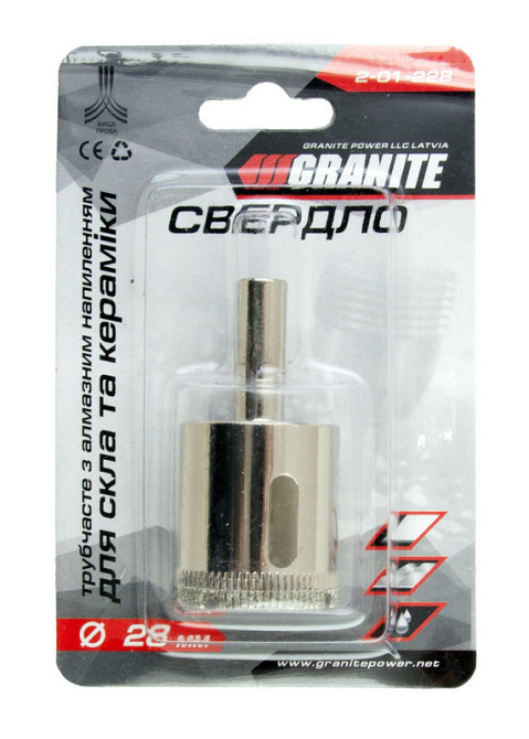 Сверло для стекла и керамики GRANITE трубчатое с алмазным напылением 28 мм 2-01-228 Харків - зображення 2