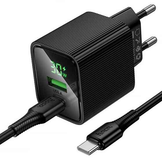 СЗУ Hoco CS84A Excellent with digital display PD30W+QC3.0 (1USB-A/1C) + кабель Type-C to Type-C Херсон