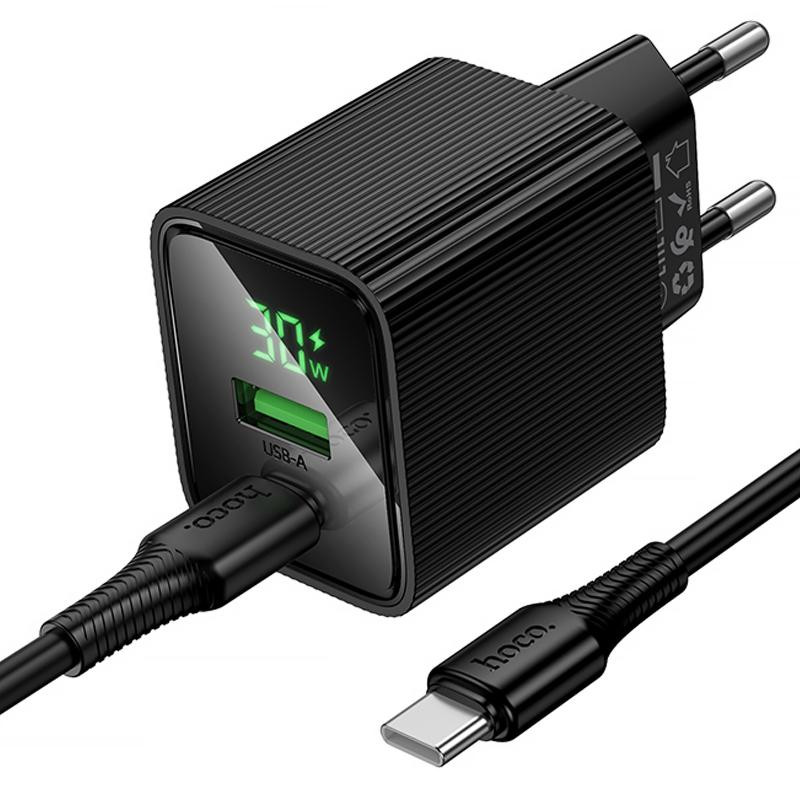 СЗУ Hoco CS84A Excellent with digital display PD30W+QC3.0 (1USB-A/1C) + кабель Type-C to Type-C Херсон - изображение 4