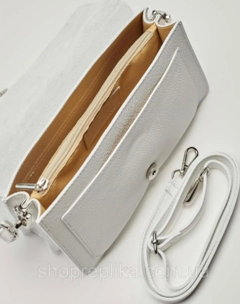 сумка кожаная женская багет Итальянская белая TS000208 Киев - изображение 3