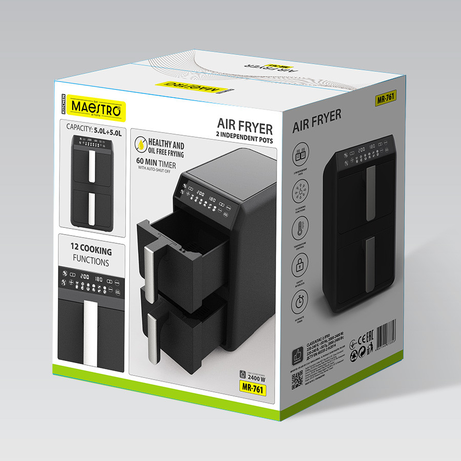 Аэрофритюрница Maestro MR-761 2400 Вт черная Киев - изображение 8