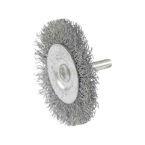 Щетка дисковая MASTERTOOL из рифленой проволоки Ø 60 мм со стержнем ¼" 19-9806 Харьков
