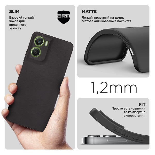 Чохол ArmorStandart Matte Slim Fit Camera Cov для Motorola G06 4G Black (ARM89062) Харків - зображення 3