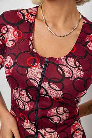 Халат жіночий на блискавці з принтом, бордовий | Новий | XL-4XL Одеса