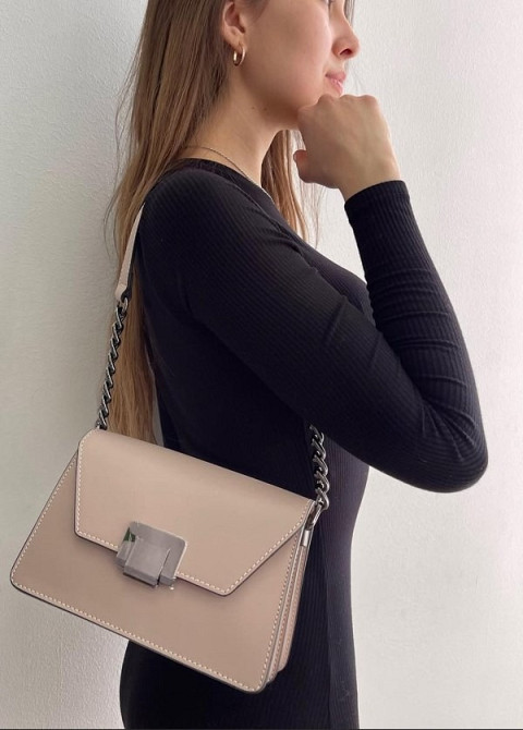 кожаная сумка через плечо женская Италия пудровая , модная повседневная TS000140 Киев - изображение 1