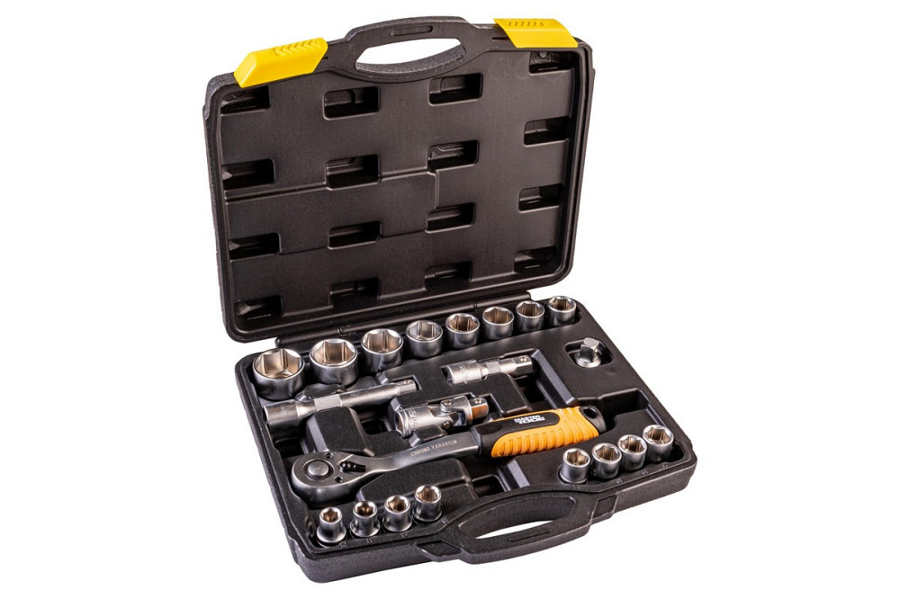 Набор инструментов MASTERTOOL PROFI ½" 21 шт 10-32 мм CrV50BV30 противоударный кейс 78-4021-PF Харків - зображення 2