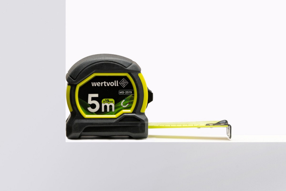 Рулетка WERTVOLL 5 м х 19 мм с магнитами фиксатор полотна покрытие TPR нейлоновое покрытие MS-2519 Харків - зображення 4