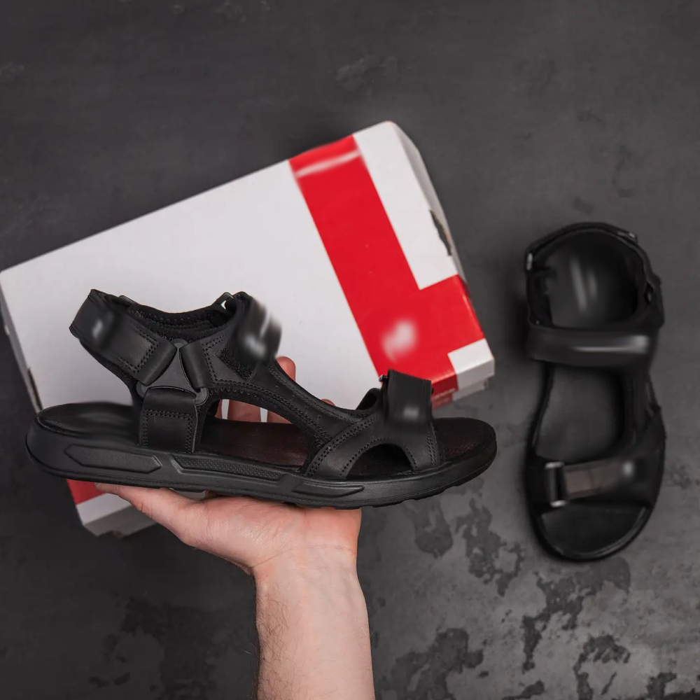 Мужские кожаные сандалии NB Black Київ - зображення 12