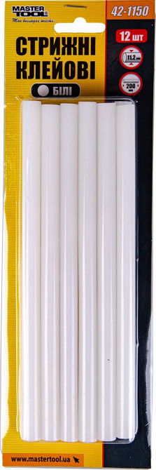 Стержни клеевые MASTERTOOL 11.2х200 мм 12 шт белые 42-1150 Харків - зображення 2