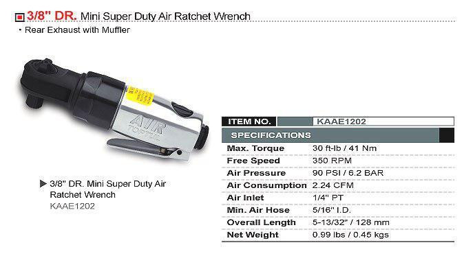 Трещотка пневматическая мини 3/8" TOPTUL 41N/m 360об/мин KAAE1202 Харьков - изображение 2