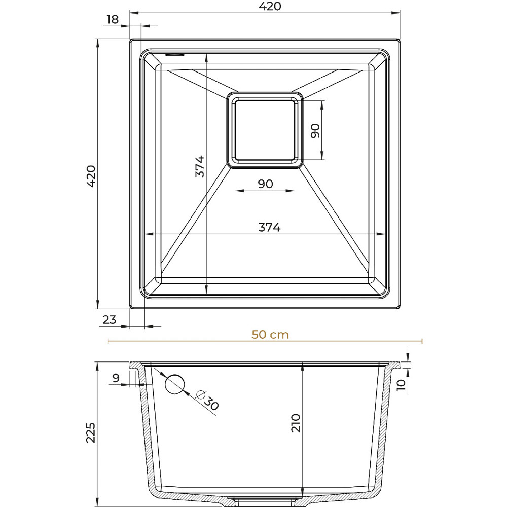 Мийка кухонна гранітна ARGON 1KBO.50 Хмельницький - зображення 2